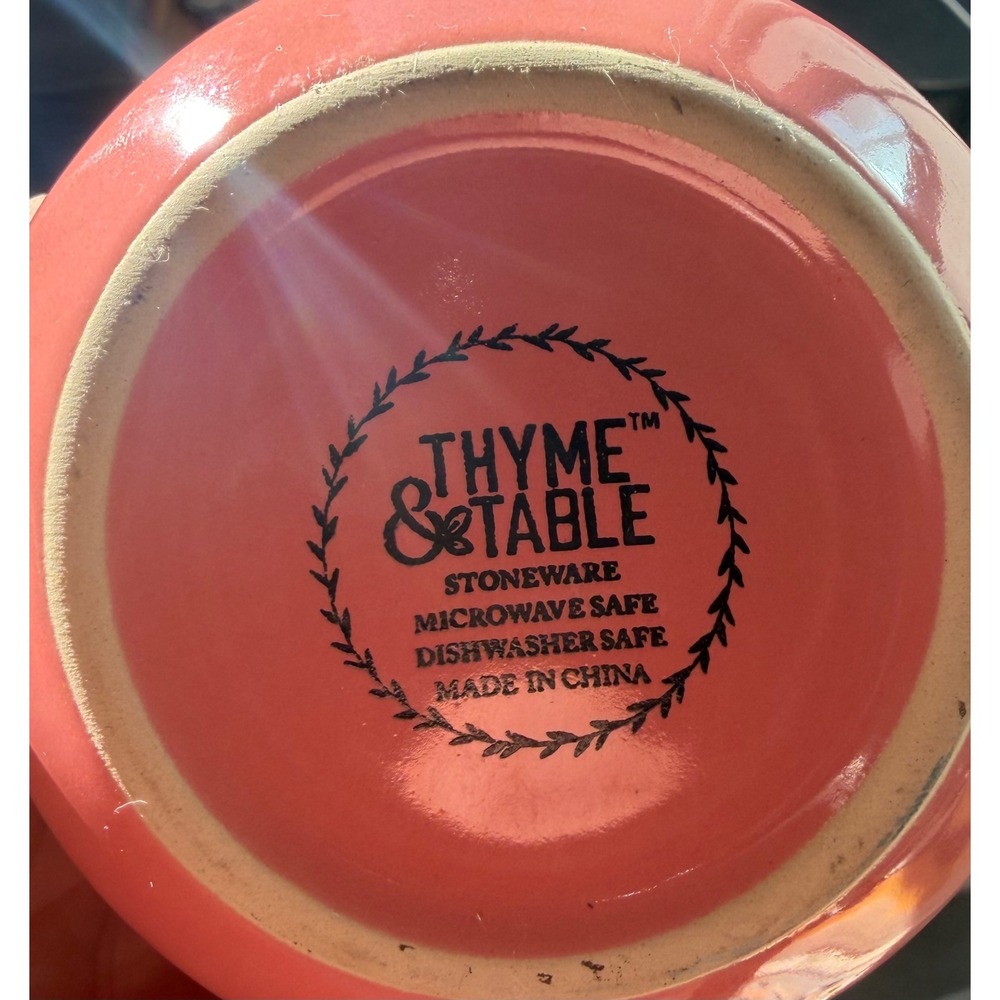 Thyme & Table Coral Pink Stoneware Heart Coffee Mug Microwave Dishwasher Safe - Picture 3 of 3